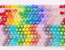 Cargar imagen en el visor de la galería, 7-8mm High Quality Rainbow Multicolor Crystal Round Faceted Shiny Crystal Beads 1 Strand 10"