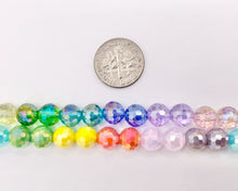 Cargar imagen en el visor de la galería, 7-8mm High Quality Rainbow Multicolor Crystal Round Faceted Shiny Crystal Beads 1 Strand 10"