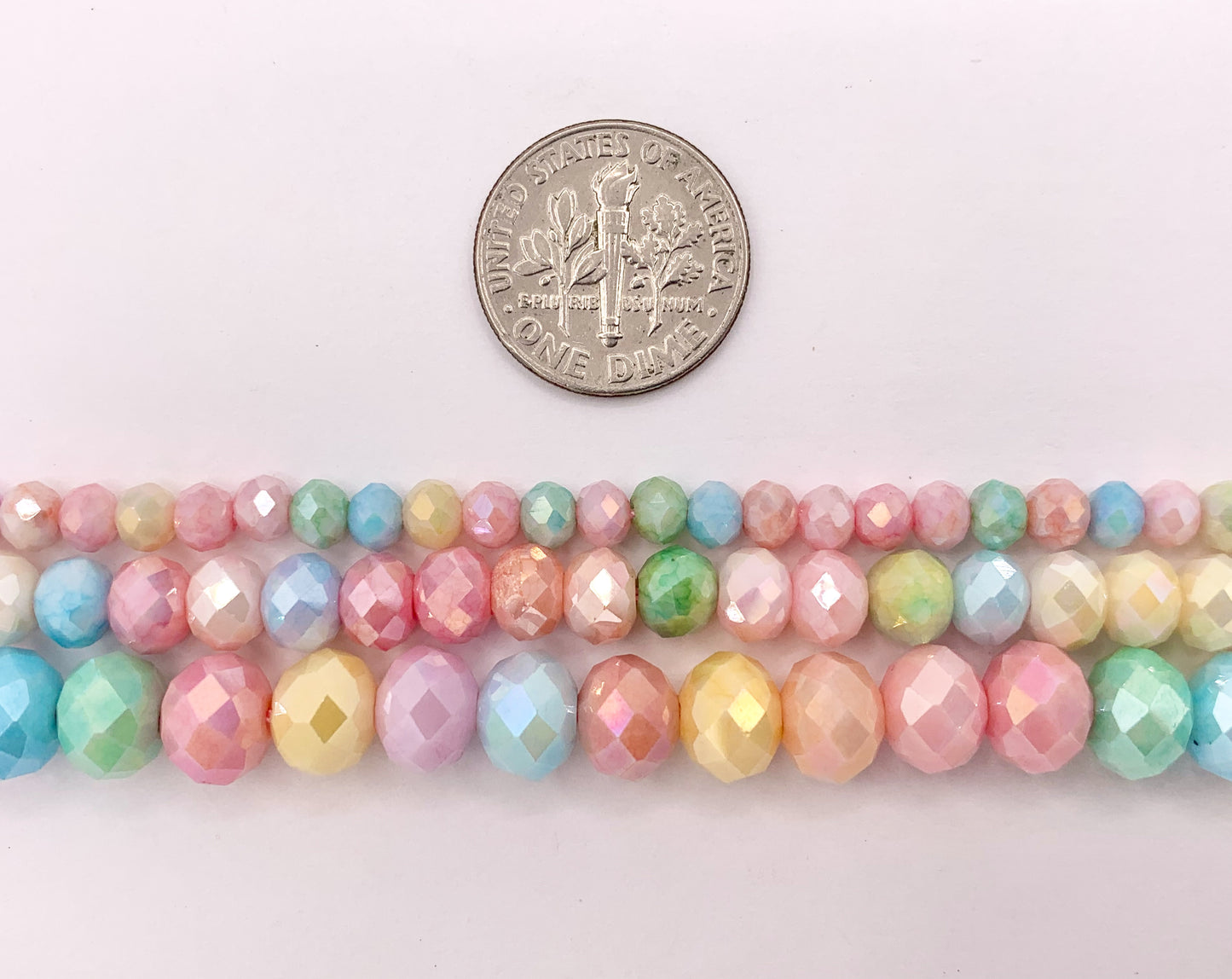 4mm 6mm 8mm High Quality Opaque Pastel Multicolor Crystal Rondelle Faceted Shiny Crystal Beads 1 Long Strand 15"