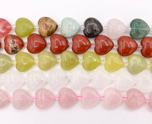 Load image into Gallery viewer, 20mm Puffy Heart Shape Natural Quartz/ Rose Quartz/ Red Jasper/ Lemon Jade/ Mix Stone Beads Valentine's Day Beads 14" Price 1 Strand
