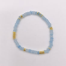 Cargar imagen en el visor de la galería, 4mm Dyed Jade Beaded Dainty Light Pink & Blue Rondelle Jade with Gold Plated Hematite Saucer Spacers Bracelets 6.5" Price For 1PC