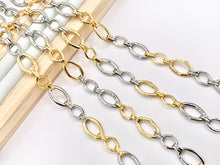 Load image into Gallery viewer, 2 Tone Oval Chain in Real 18K Gold/Platinum Plated Chain By The Spool