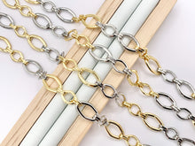 Load image into Gallery viewer, 2 Tone Oval Chain in Real 18K Gold/Platinum Plated Chain By The Spool