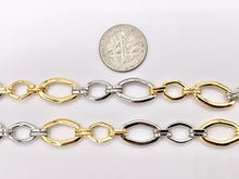 Load image into Gallery viewer, 2 Tone Oval Chain in Real 18K Gold/Platinum Plated Chain By The Spool