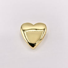 Cargar imagen en el visor de la galería, 20mm ONE SIDED Plain Puffy Heart Slider Charms in 18K Gold plated Copper 10 PCS