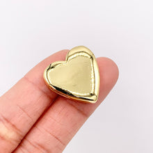 Cargar imagen en el visor de la galería, 20mm ONE SIDED Plain Puffy Heart Slider Charms in 18K Gold plated Copper 10 PCS