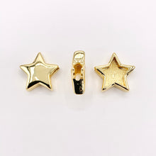 Cargar imagen en el visor de la galería, 20mm ONE SIDED Plain Puffy Star Slider Charms in 18K Gold plated Copper 10 PCS