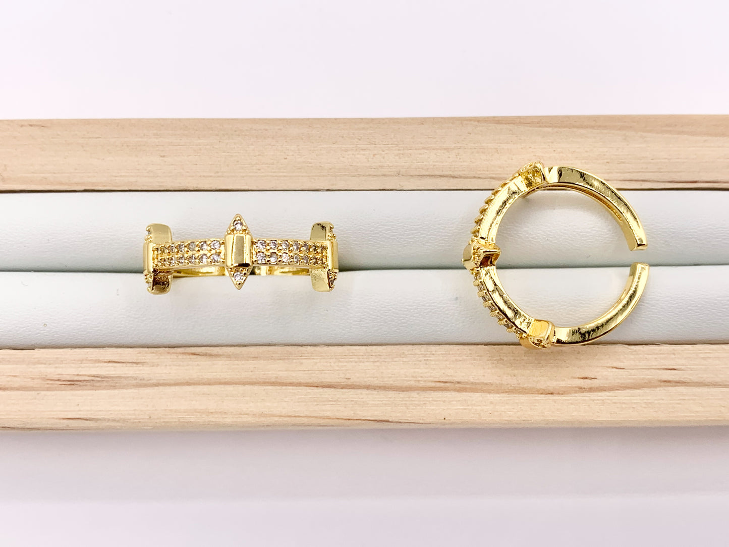 Dainty Spikes Stackable Rings in Gold 18K Plated Copper CZ Pave Adjustable Ring 4 PCS