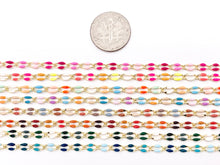 Cargar imagen en el visor de la galería, Cadena de eslabones trenzados de color de temporada de vacaciones delgadas de cobre chapado en esmalte colorido chapado en oro de 18 quilates para la fabricación de joyas