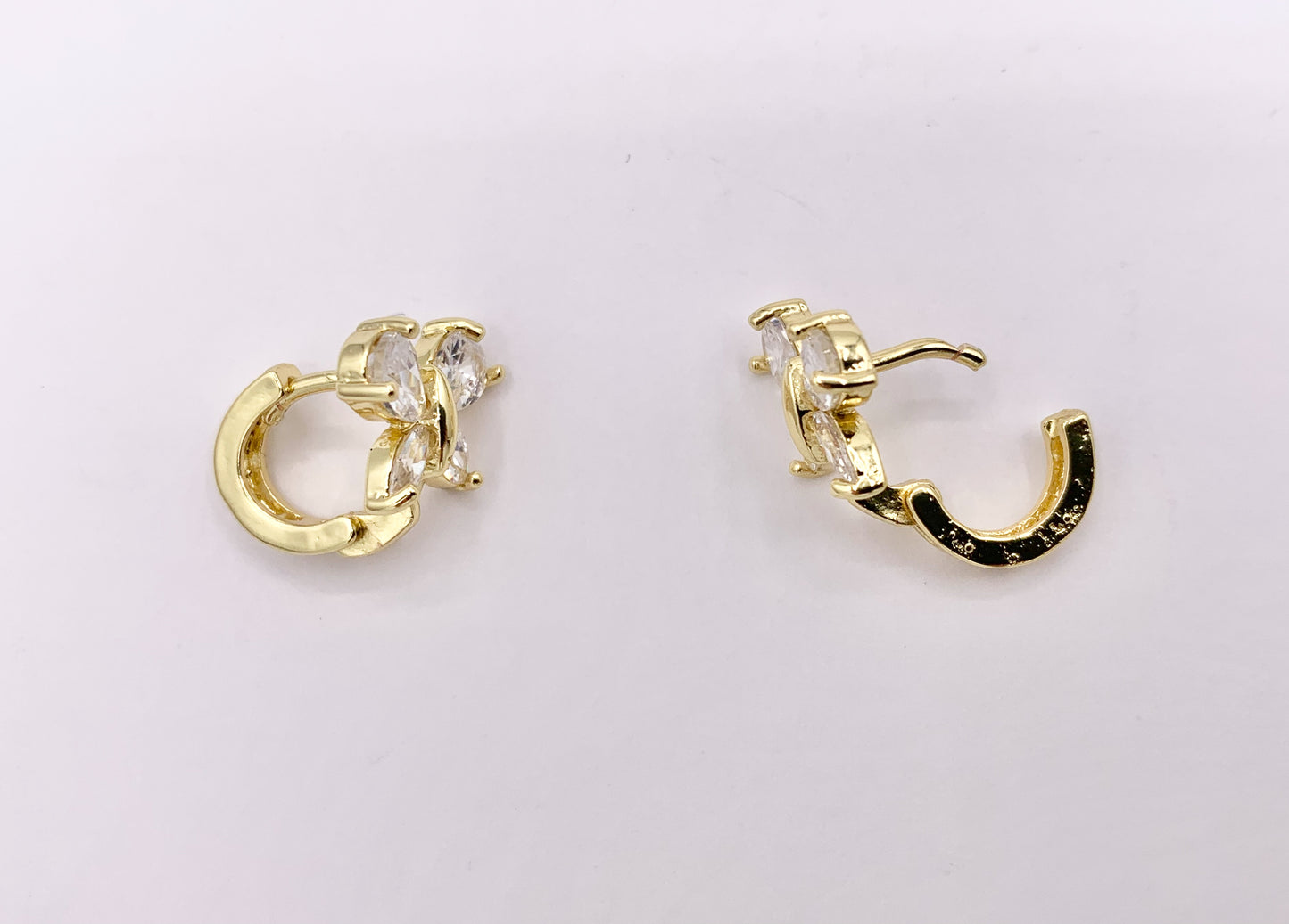 Dainty CZ Pave Butterfly Earring Huggies in 18K Gold Plated Copper 5 PAIRS