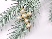Load image into Gallery viewer, Cute CZ Pave Pearl Cross Charm in Real Gold 18K Plated Micro CZ Pave Over Brass 5 PCS