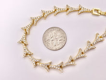 Cargar imagen en el visor de la galería, 7" Delicate 18K Gold Plated Dainty Minimalist Fancy Branch Rhinestone Chain Bracelet 2 PCS