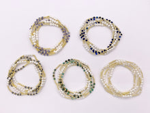 Load image into Gallery viewer, Assorted Stones With Pearls Dainty Stackable Stretchy Bracelet 1 piece Black Spinel, Terahertz, African Turquoise, Magnesite And More 7"