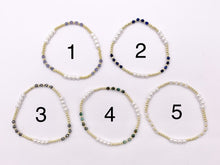 Load image into Gallery viewer, Assorted Stones With Pearls Dainty Stackable Stretchy Bracelet 1 piece Black Spinel, Terahertz, African Turquoise, Magnesite And More 7"