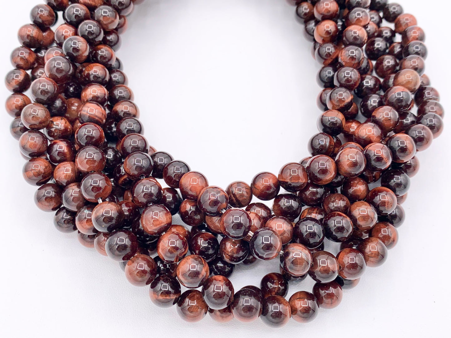 Ojo de tigre rojo de alta calidad redondo liso color rojo natural cuentas de piedras preciosas genuinas 4 mm 6 mm 8 mm 10 mm 12 mm alrededor de 15 "