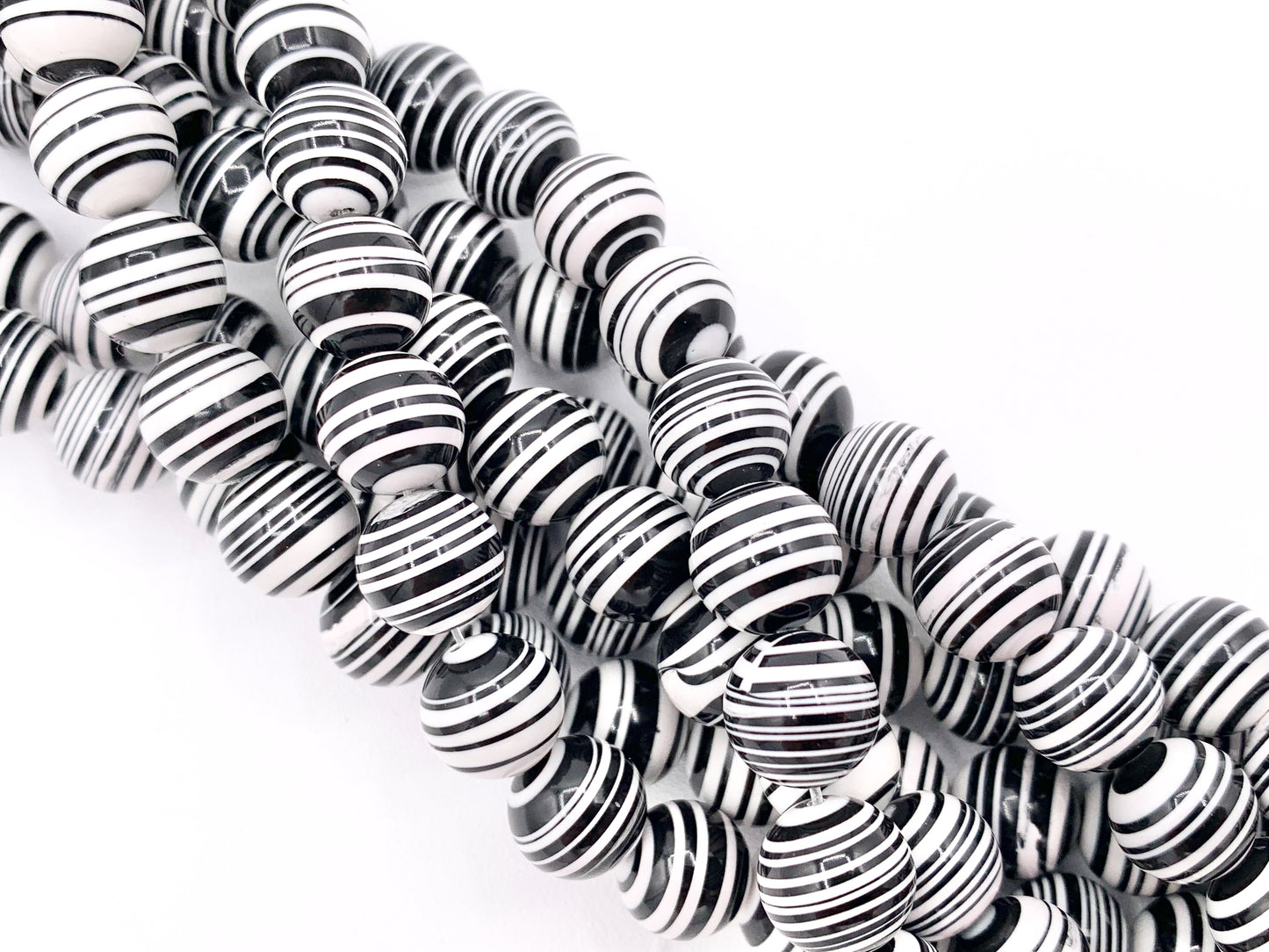Composite Zebra Round Black And White Beads 4mm 6mm 8mm 10mm 12mm 14mm Around 15"