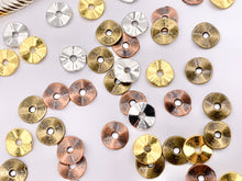 Cargar imagen en el visor de la galería, 9.5mm Pewter Shiny Smooth Wavy Spacer Beads in Gold, Silver, Antique Bronze, Copper 125g
