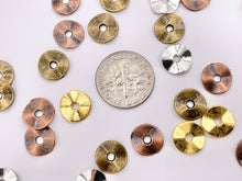 Cargar imagen en el visor de la galería, 9.5mm Pewter Shiny Smooth Wavy Spacer Beads in Gold, Silver, Antique Bronze, Copper 125g