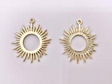 Load image into Gallery viewer, Matte Gold Pewter Cute Sunburst Circle Charms/Connectors 16 PCS