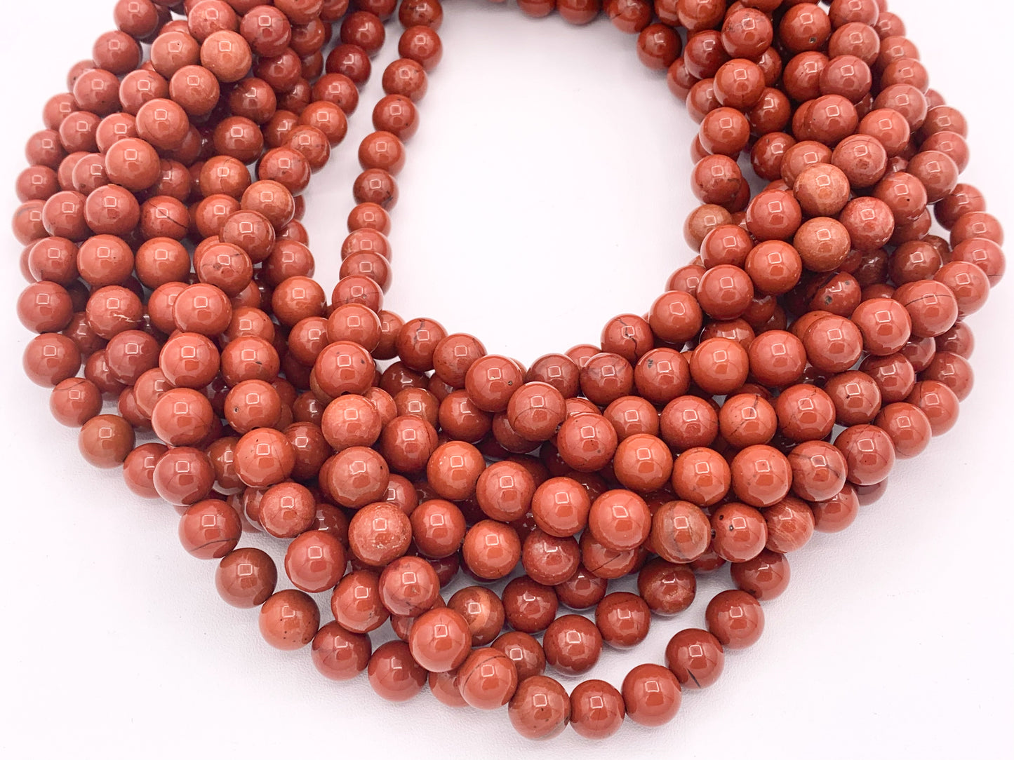 Natural Red Jasper Round Smooth Shiny Natural Gemstone Beads For Jewelry Making 15"