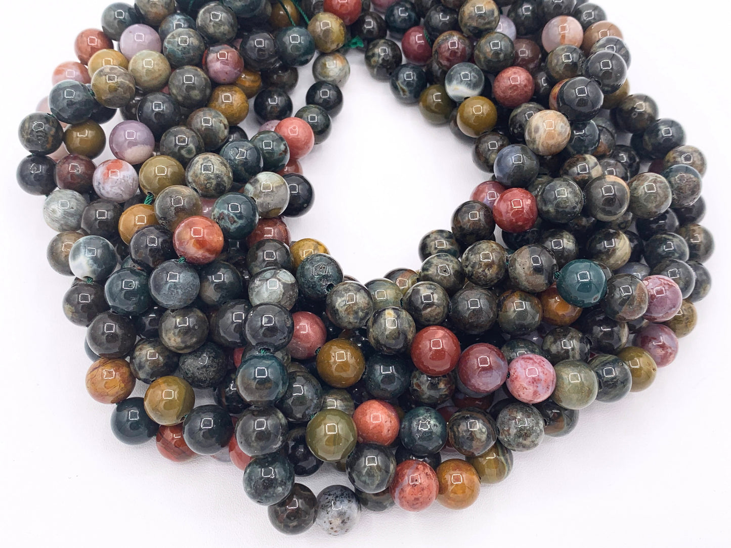 Tanzanian Ocean Jasper Round Smooth Shiny Natural Gemstone Beads For Men/Women's Jewelry Making 15"-16" 6mm 8mm 10mm