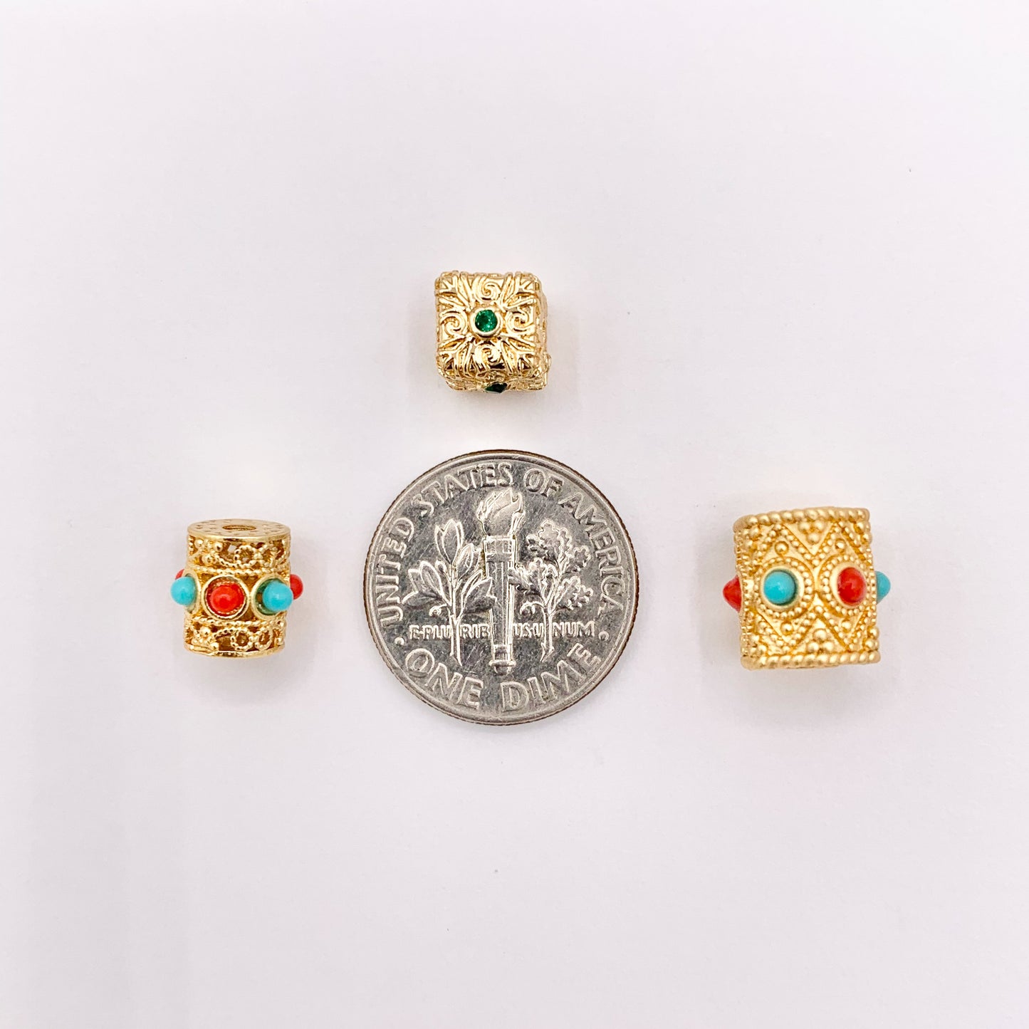 Cube & Tube Cylinder Spacers in Real 18K Gold Plated Over Brass | Small Space Gold Beads For Jewelry Making/Designs 10 PCS