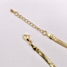 Cargar imagen en el visor de la galería, Herringbone Flat Step Cut Snake Chain Bracelets 7" with 1.2" Extension in 18K Gold Plated Copper 5 PCS