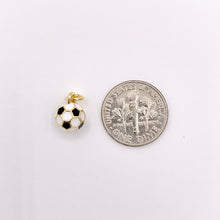 Cargar imagen en el visor de la galería, 7-8mm Black & White Enamel Soccer Charms 3D Sports Ball Charms in 18K Gold Plated Over Copper 8 PCS