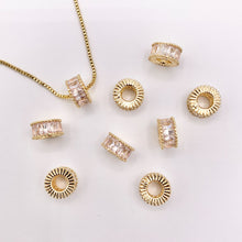 Cargar imagen en el visor de la galería, 7-8mm Baguette Spacer Beads | Real Gold 18K Plated Micro CZ Pave Tiny Tube Space Beads Over Brass for Jewelry Making 10 PCS