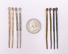 Cargar imagen en el visor de la galería, 66mm/2.5 inches Pewter Carved Stick Pendants Thin Long Stick Charm Bulk Order in Gold, Silver, Brass and Gunmetal 20 PCS