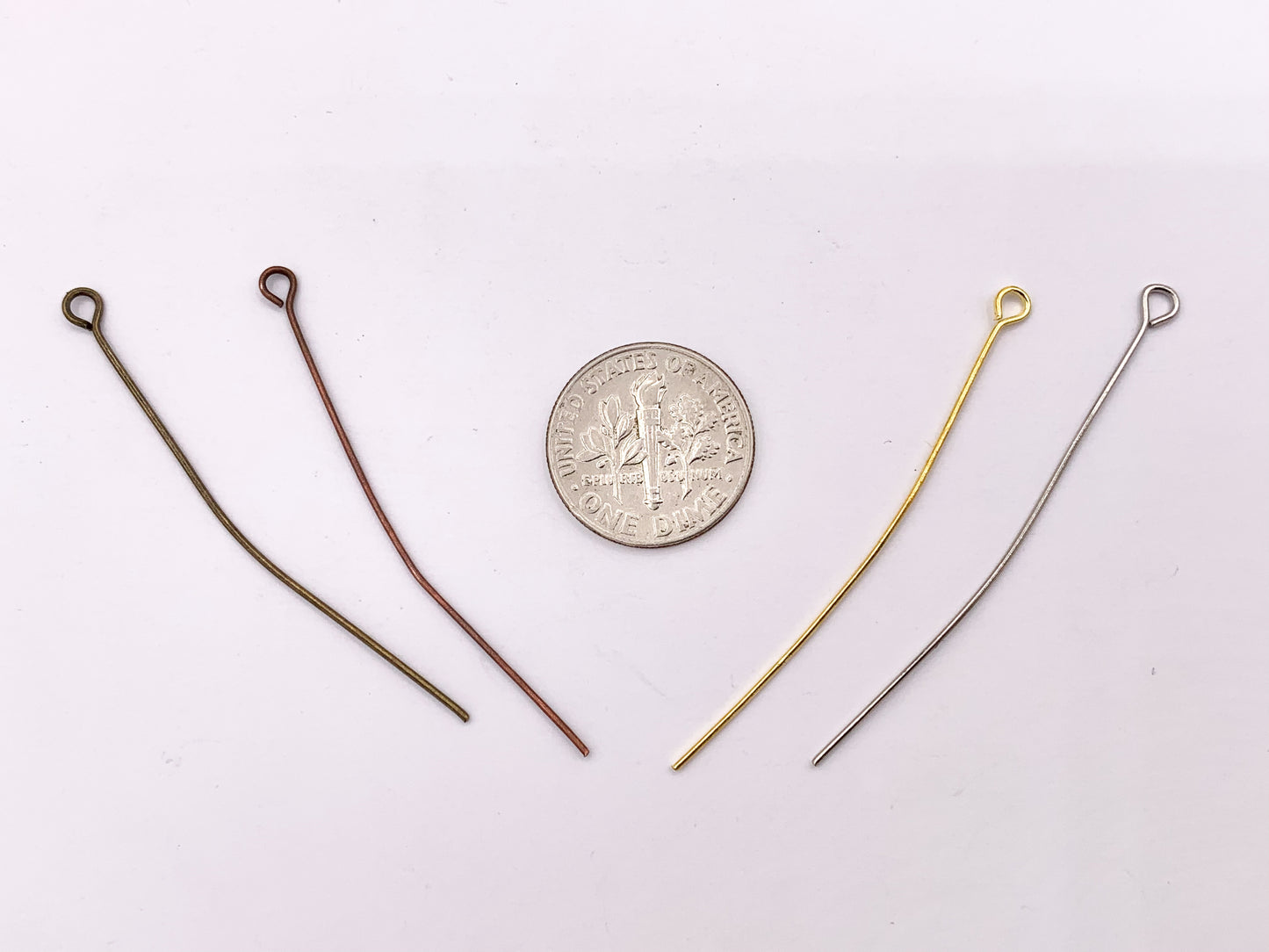 50mm/2 inches Pewter Eye Pins Beading Headpins with Loop Gauge 22 Bulk Order in Gold, Silver, Brass and Copper 125G