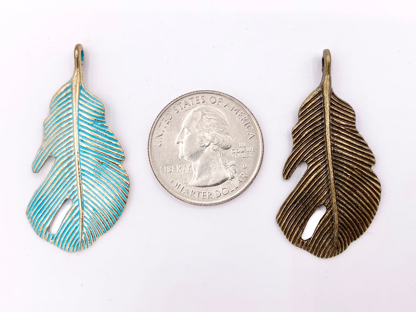 22x43mm Pewter Curved Leaf Pendants Bulk Order in Rosy Gold, Silver, Brass, Copper and Patina