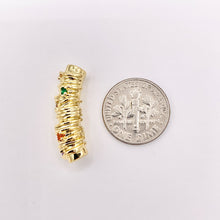 Cargar imagen en el visor de la galería, 1" Long Etched Tube Cylinder Beads with Colorful CZ Pave in Real 18K Gold Plated Over Brass For Jewelry Making/Designs 8 PCS