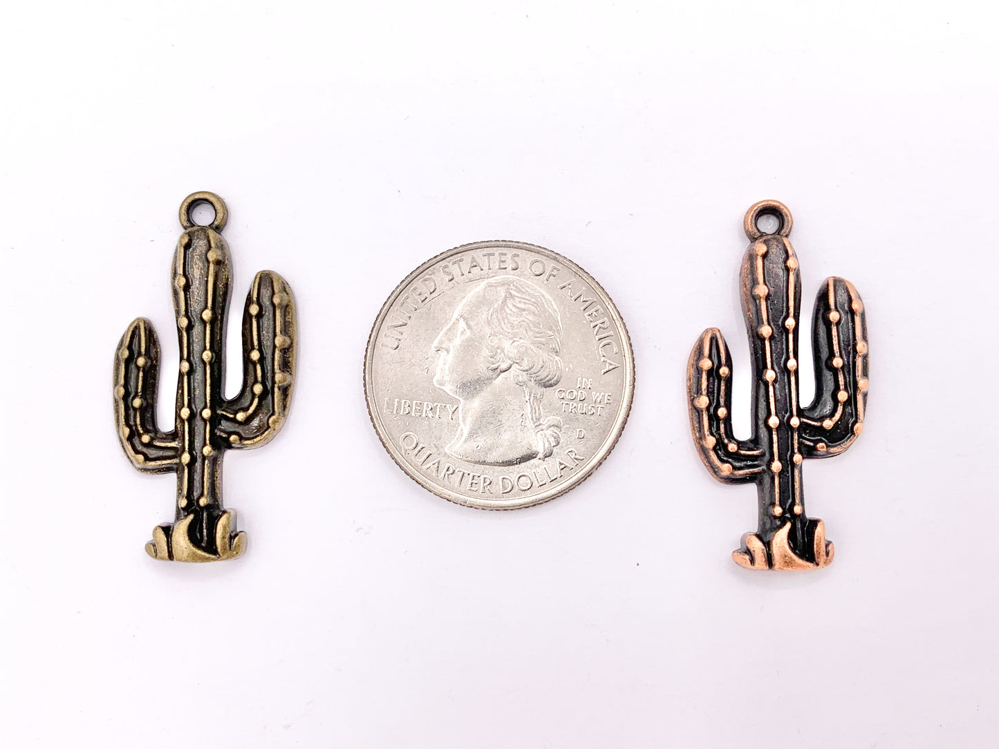 13x28mm Pewter Cactus Pendants Bulk Order in Rosy Gold, Silver, Brass, Copper 125 Grams