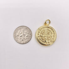 Cargar imagen en el visor de la galería, 2 Tone Religious St Benedict Charms in 18K Gold & Silver Plated over Copper 6 PCS