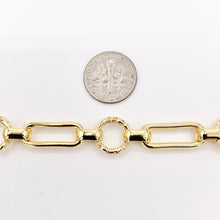 Load image into Gallery viewer, Circle + Paperclip Link Necklace 18K Gold Plated Copper Finished Necklace 17.5" + 2" Extension 3 PCS