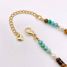 Cargar imagen en el visor de la galería, Delicate Tiger's Eye, Magnesite & Pearl Necklaces 18K Gold Plated Copper Choker Finished Necklace 16.5" Price For 1 Necklace