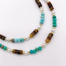 Cargar imagen en el visor de la galería, Delicate Tiger's Eye, Magnesite & Pearl Necklaces 18K Gold Plated Copper Choker Finished Necklace 16.5" Price For 1 Necklace