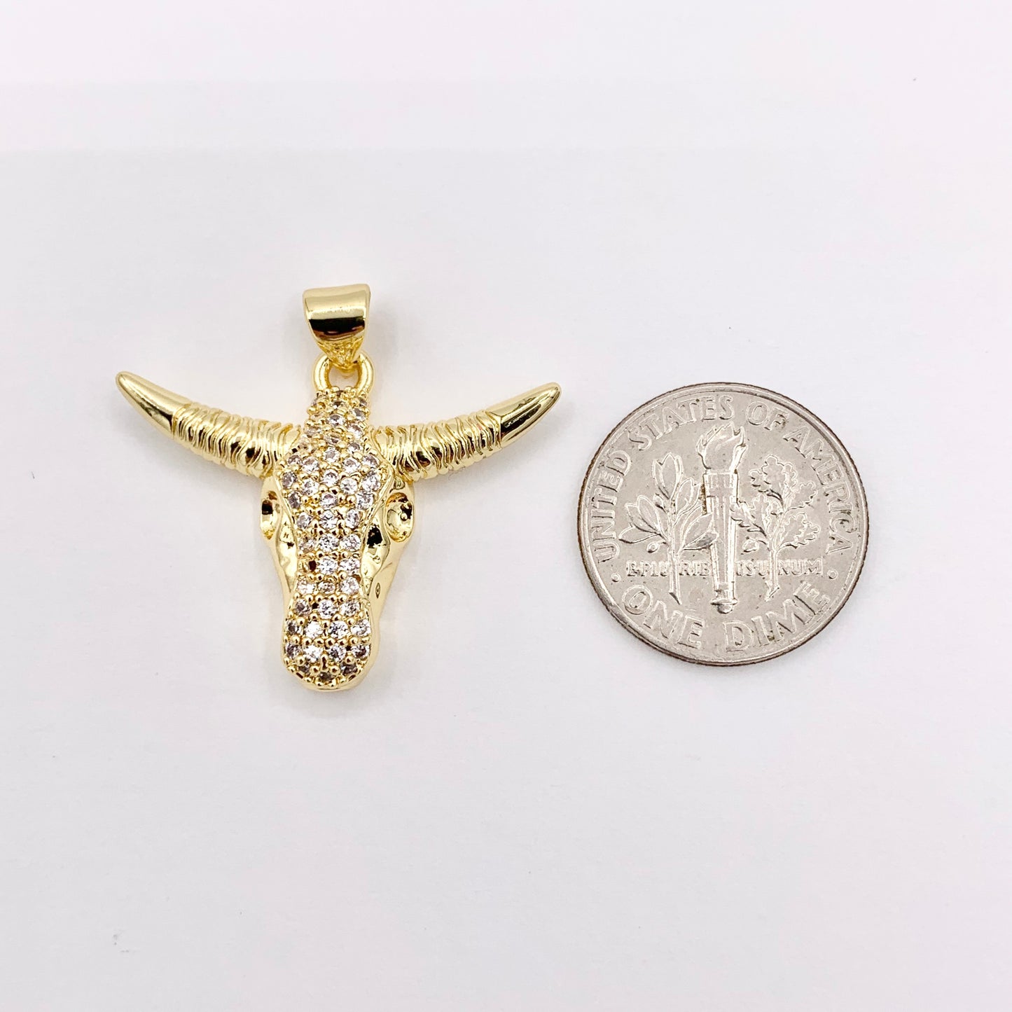 28x22mm Long Horn Steer Head Pendants High Quality Bull Head Charms in 18K Gold Plated Copper 6 PCS