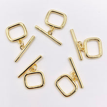 Load image into Gallery viewer, Minimalist Rectangular Toggle in Real Gold 18K Plated Over Copper 10 PCS