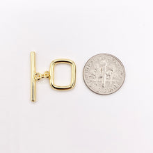 Load image into Gallery viewer, Minimalist Rectangular Toggle in Real Gold 18K Plated Over Copper 10 PCS