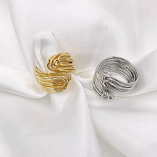 Cargar imagen en el visor de la galería, 18K Gold and Silver Plated Plain Wire Wrapped Bypass Adjustable Ring 5 PCS