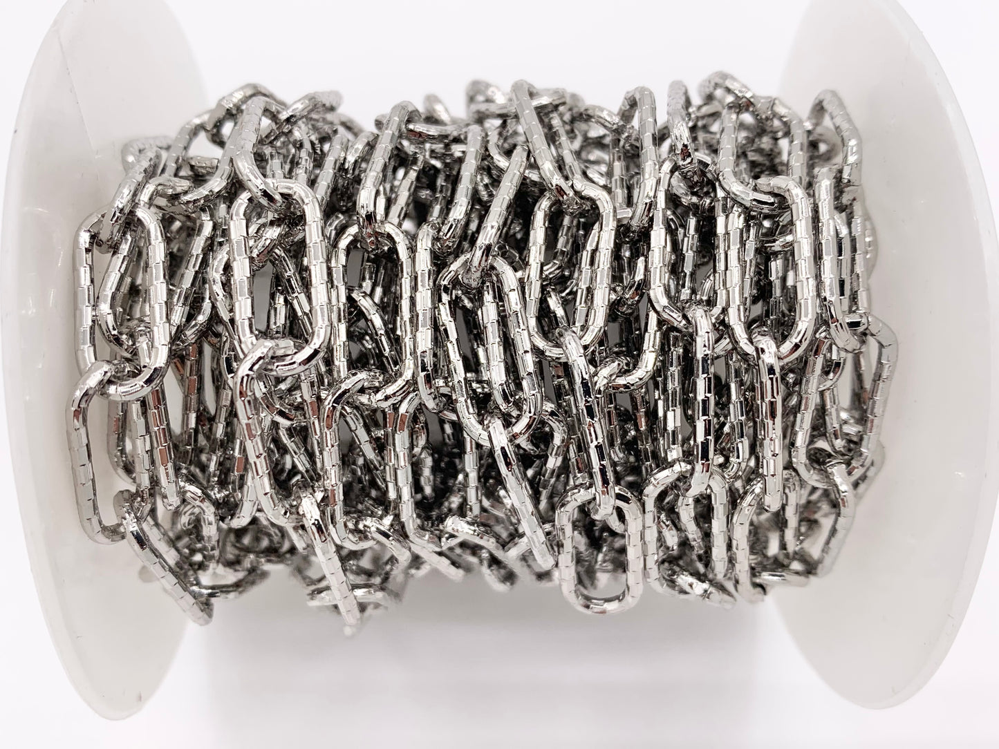 Faceted Paperclip Link Chain in Real 18K Gold/Silver Plated Copper By The Spool For Jewelry Making