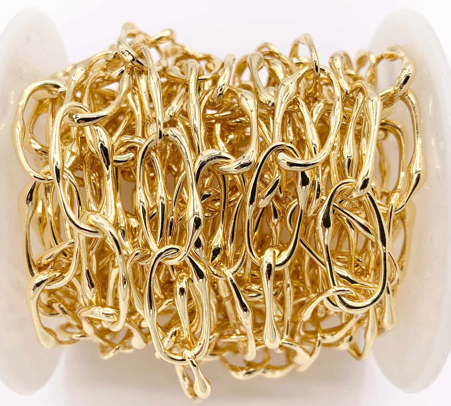 Irregular Oval Chain in Real 18K Gold Plated Chain By The Spool For Jewelry Making