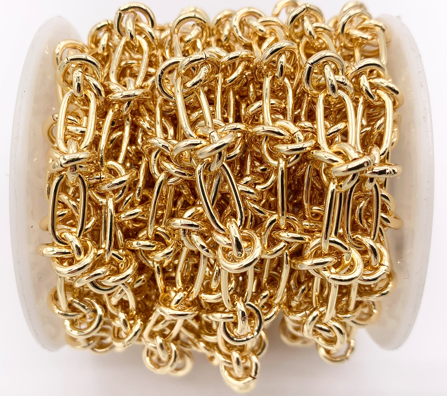 Oval/Paperclip Chain with Knot Links in Real 18K Gold Plated Chain By The Spool For Jewelry Making