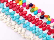 Cargar imagen en el visor de la galería, 10x14mm Howlite Teardrop Beads Available in Multicolor, Red, Turquoise and White Color Around 15" Price for 1 Strand