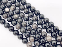 Load image into Gallery viewer, Silver Obsidian Round Smooth Shiny Natural Healing Gemstone Beads Men's and Women's bracelet 6-14mm Around 15"