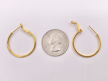 Load image into Gallery viewer, 25mm Pewter Plain Earring Hoops Available in Gold, Silver, Copper, Brass And Gunmetal 9 PAIRS