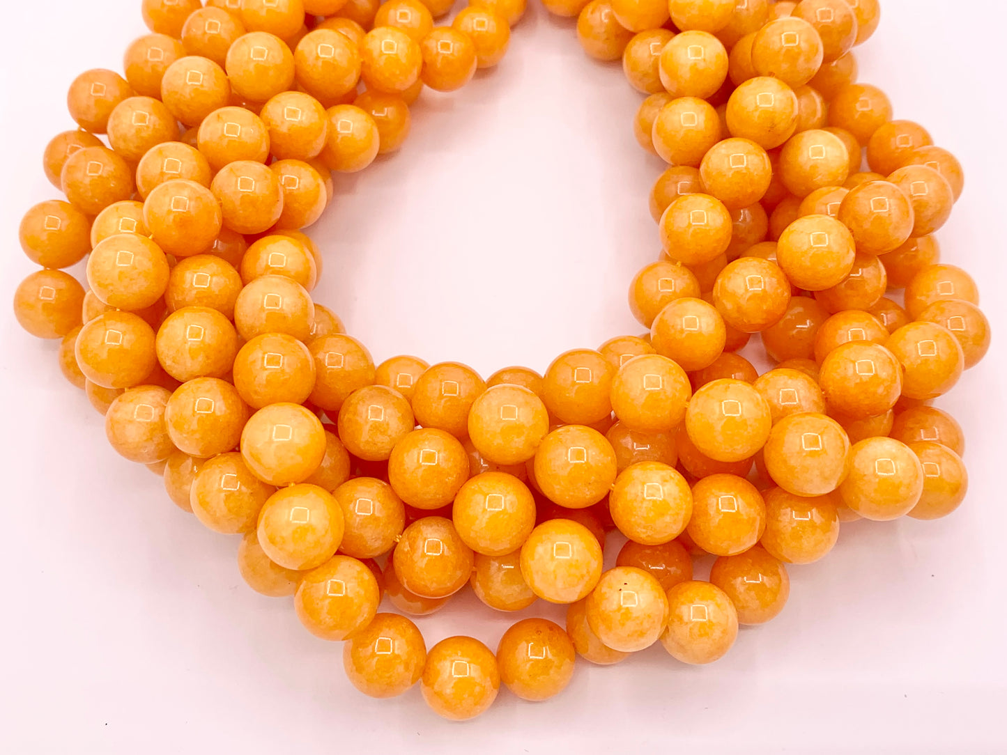 Bright Orange Dyed Malaysian Jade Round Smooth Shiny Natural Stone Beads Beautiful Candy Color Beads 6mm 8mm 10mm 12mm Around 15"
