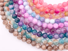Cargar imagen en el visor de la galería, 8mm Beautiful Marble Color Dyed Jade Smooth Round Beads | Multicolor Dyed Jade Imitation Stone Beads Around 15" Price Per Strand 9 Colors!